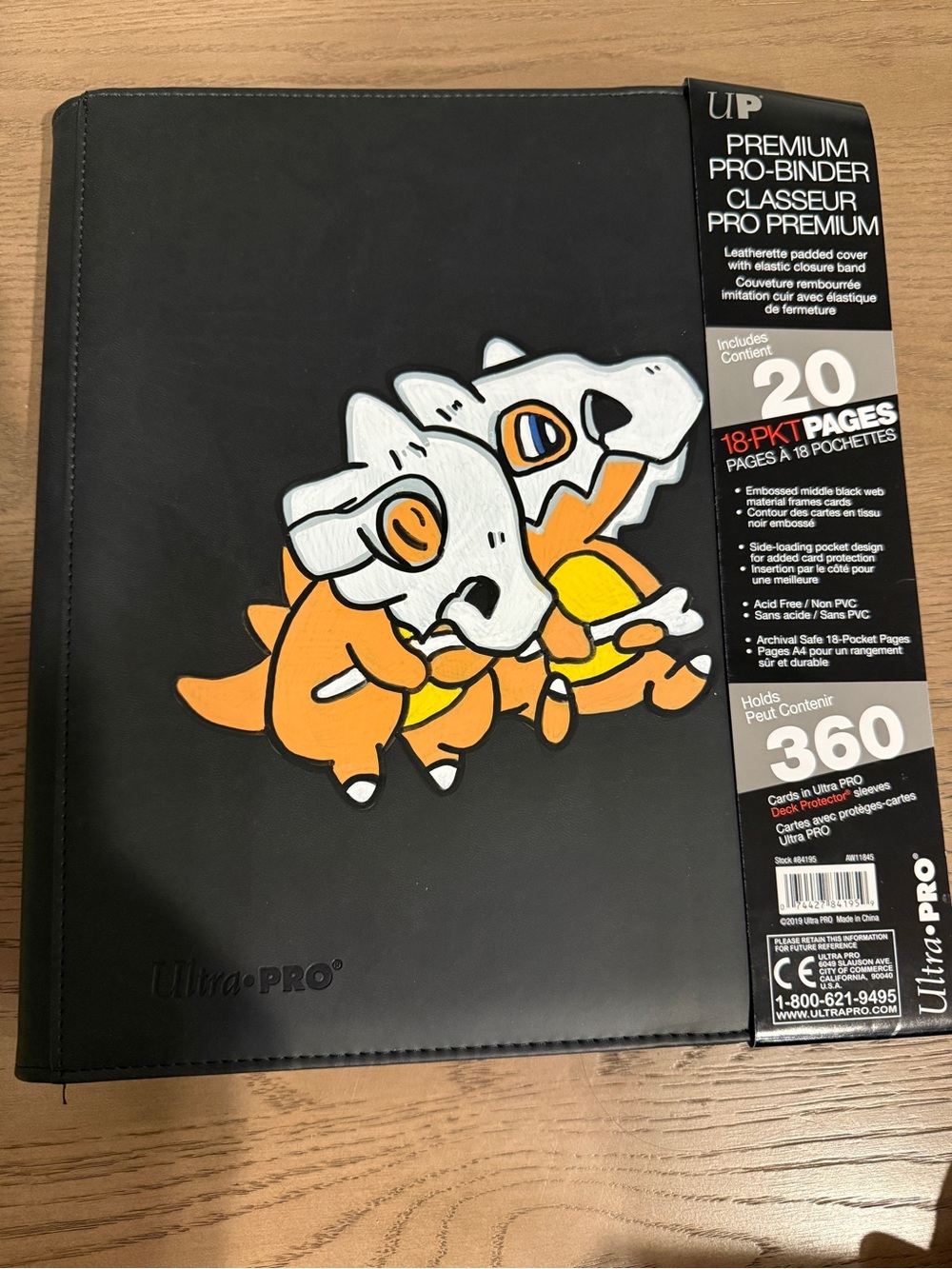 Pokemon Black Binder with Cubone/Marowak Orange and White Artwork